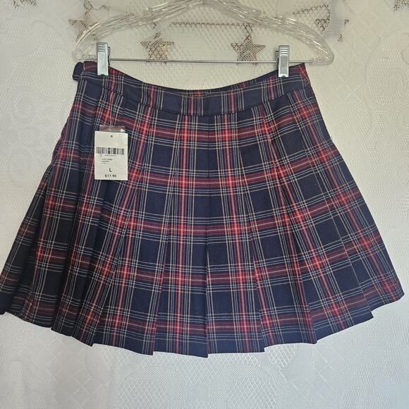 Forever 21 Dresses & Skirts - Y2K Large Dark Academia Plaid Pleated Mini Skirt Clueless Schoolgirl Preppy Fall